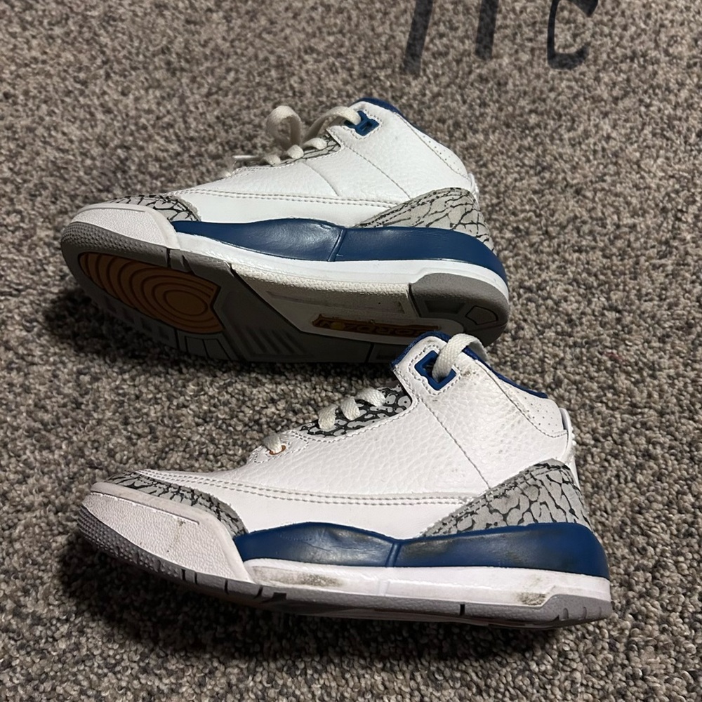 Jordan 3 Size 11c Kids White and Navy Sneakers